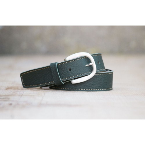 CEINTURE CUIR VERT FORÊT| La french